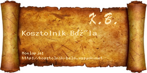 Kosztolnik Béla névjegykártya